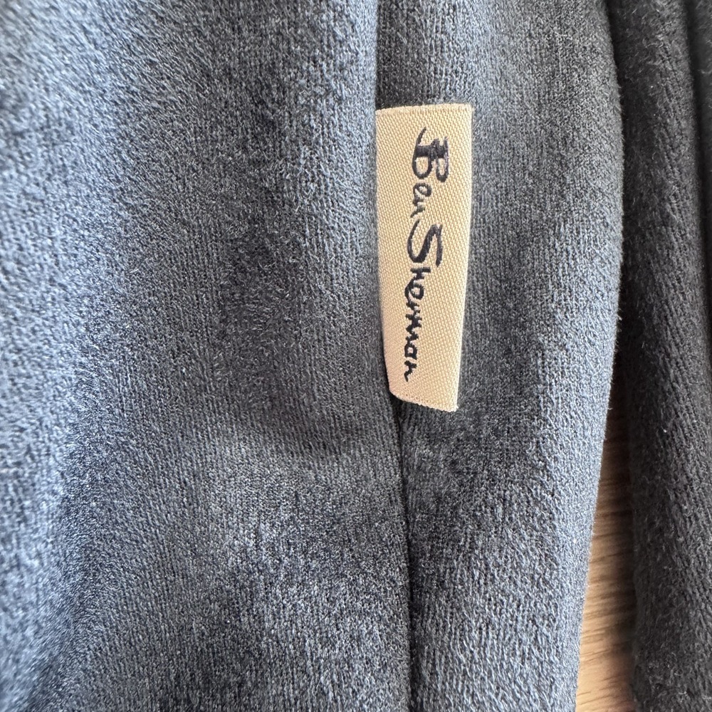 Ben Sherman Jacket faux Suede Bomber Lightweight Full Zip Navy Mens Large EUC - Picture 6 of 13